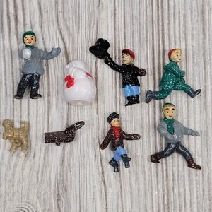 8 Pc Children Playing Snowman Christmas Magic of Mainstreet‎ Trendmasters 1997